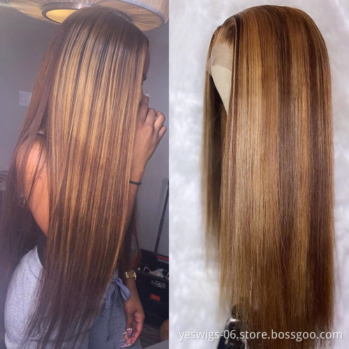 New Arrival Highlight 613 Blonde Ombre Color HD Lace Front Wig Bleached Knots Raw Indian Cuticle Aligned Virgin Human Hair Wigs